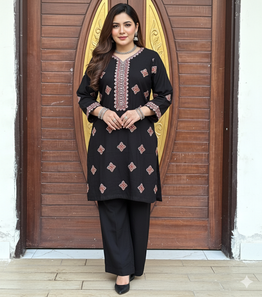 2 pc embroidered silk krandi