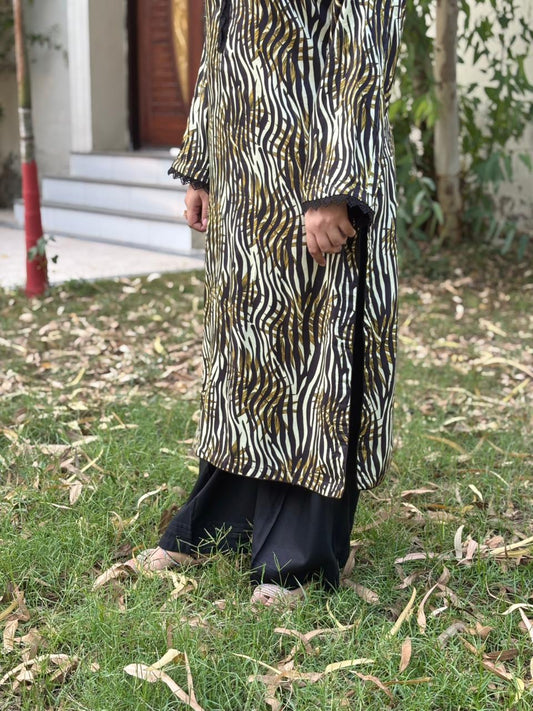 2 pc cheeta prints linen stitched