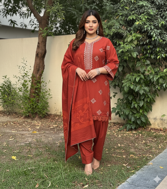 3 pc embroidered Rest  color