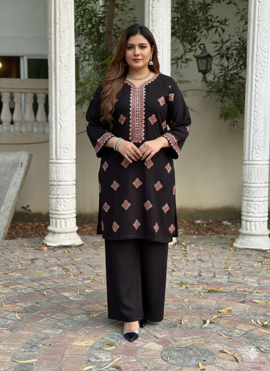 2 pc embroidered silk krandi
