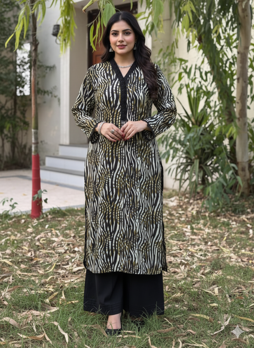 2 pc cheeta prints linen stitched