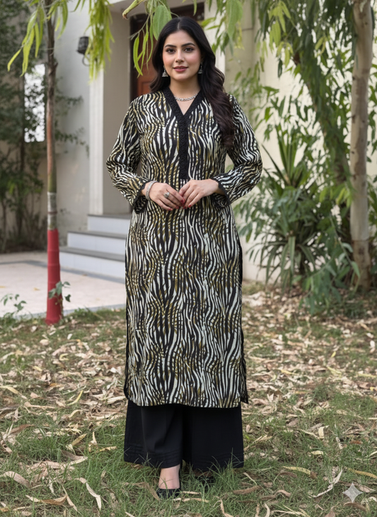 2 pc cheeta prints linen stitched