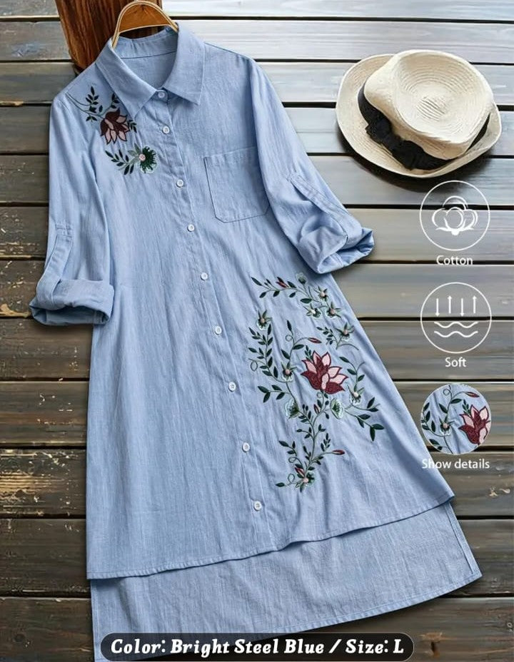 1 pc shirt embroidered button up shirt