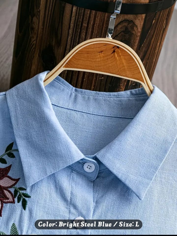 1 pc shirt embroidered button up shirt