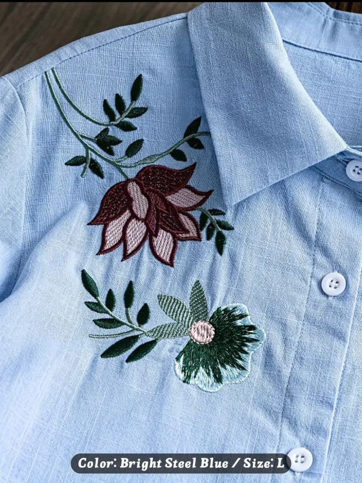 1 pc shirt embroidered button up shirt